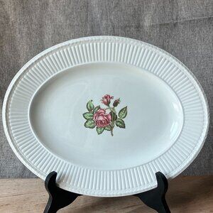 Vtg Wedgwood Edme Moss Rose Porcelain Brown Stamp 60s 11 3/4” Oval Serving Platt